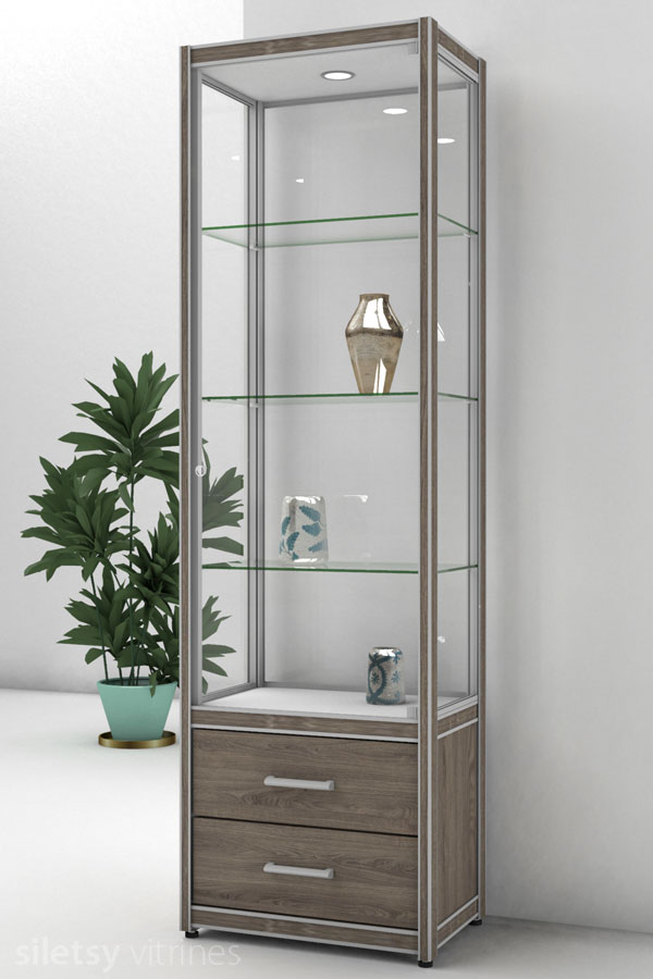 Vitrinekast FX-05/C met laden-onderkast 60x39x200cm