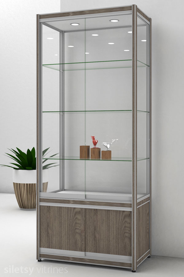 Vitrinekast FX-10/B met schuifdeur-onderkast 83x49x200cm