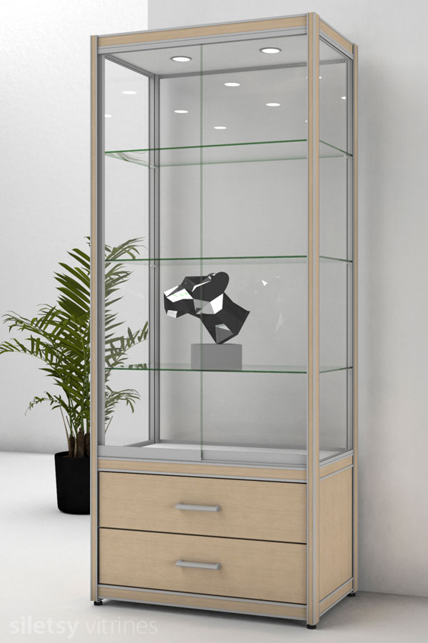 Vitrinekast FX-10/C met laden-onderkast 83x49x200cm