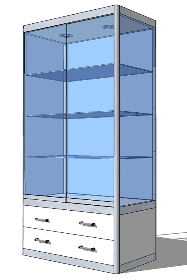 Vitrine PR-15/C met laden-onderkast 103x56x198cm