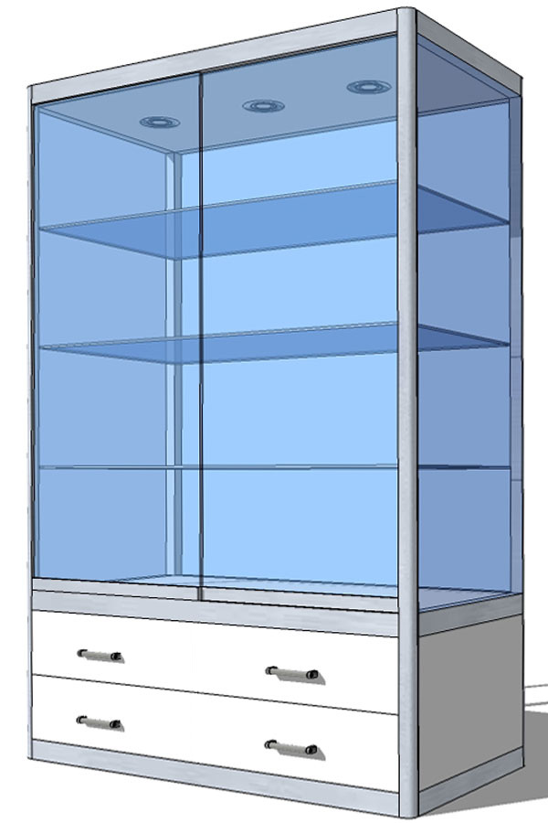 Vitrine PR-19/C met laden-onderkast 123x56x198cm
