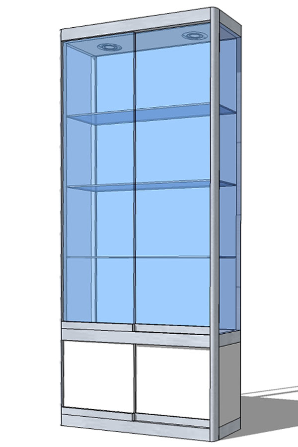 Vitrine PR-08/B met schuifdeur-onderkast 86x24x198cm