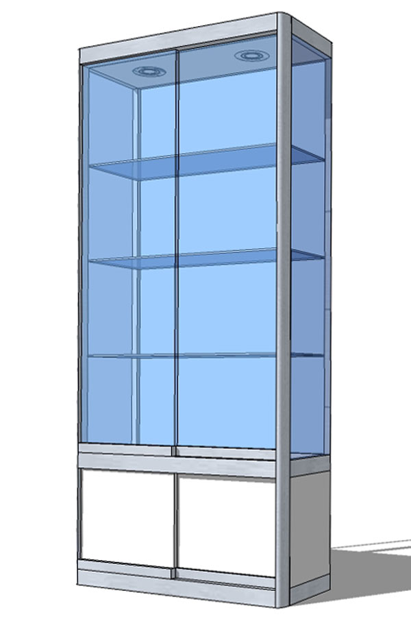 Vitrine PR-10/B met schuifdeur-onderkast 86x44x198cm