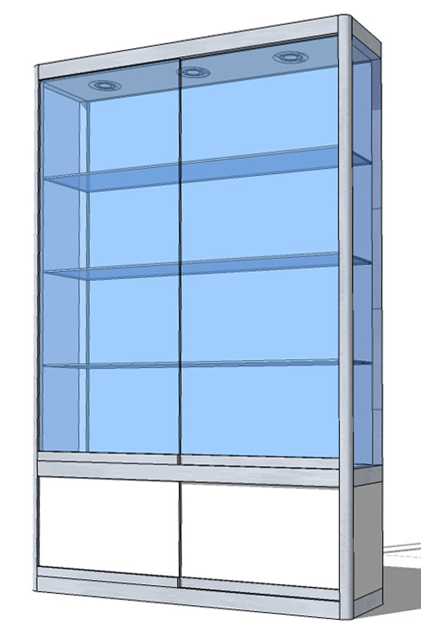 Vitrine PR-16/B met schuifdeur-onderkast 123x24x198cm