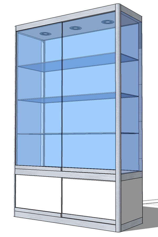 Vitrine PR-17/B met schuifdeur-onderkast 123x35x198cm